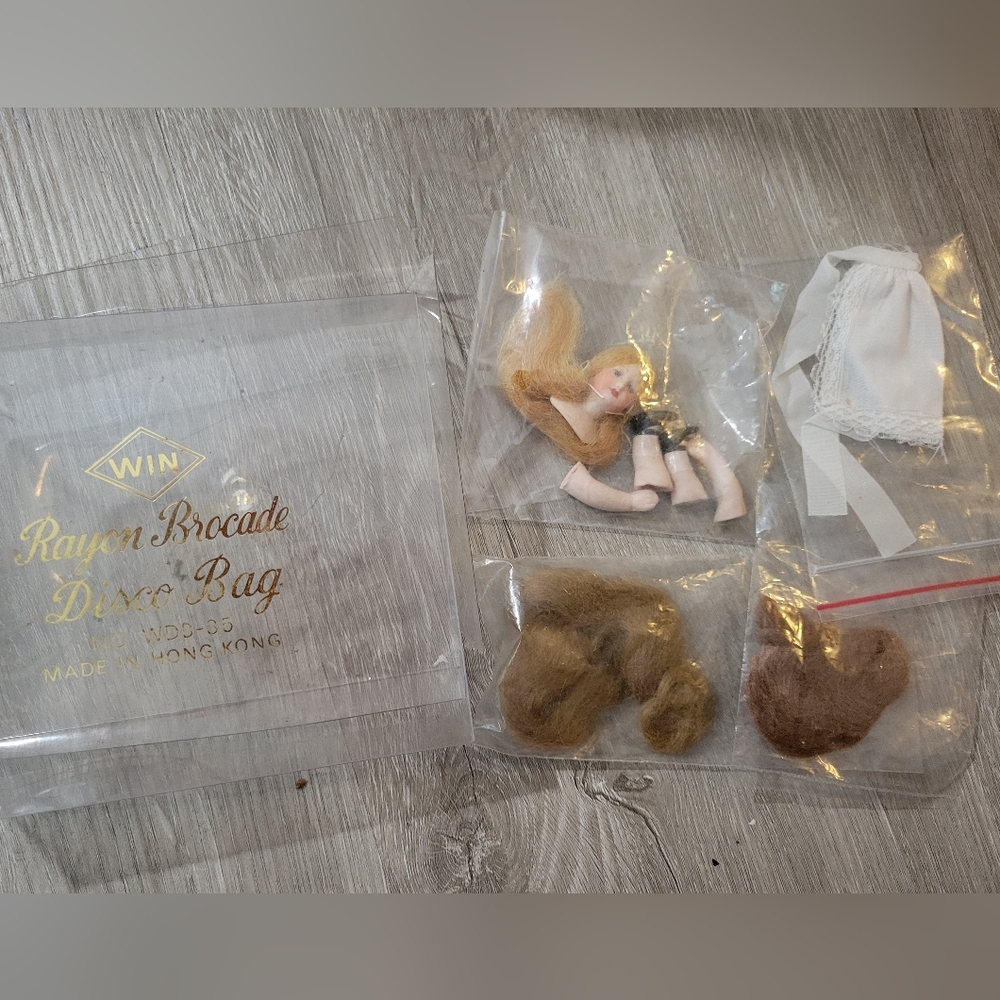 Antique Porcelian/ceramic WIN Blonde Hair Doll Set 9 Pieces